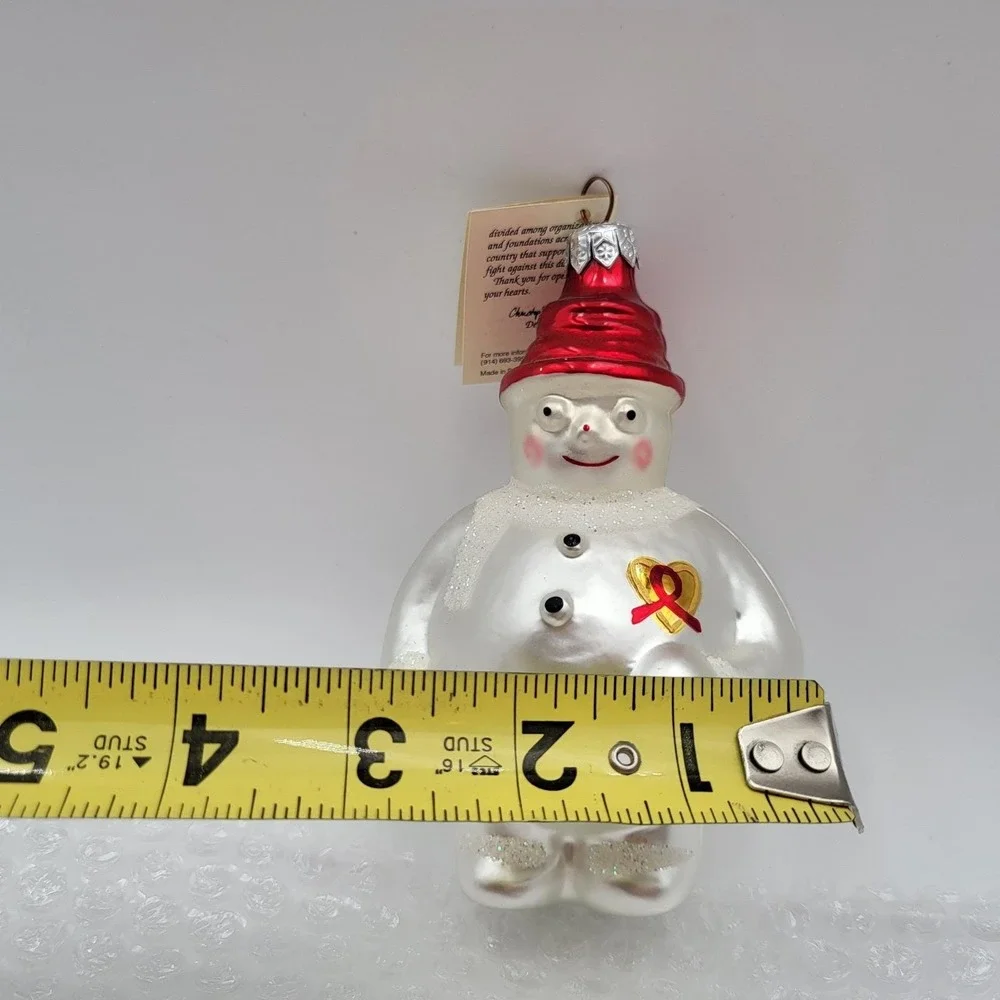Christopher Radko 1994 Frosty Cares Glass Ornament Snowman with Signed